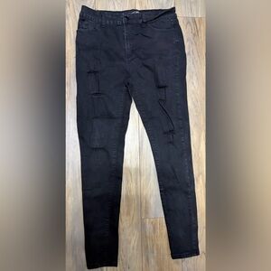 Black Distressed Ripped Skinny Jeans